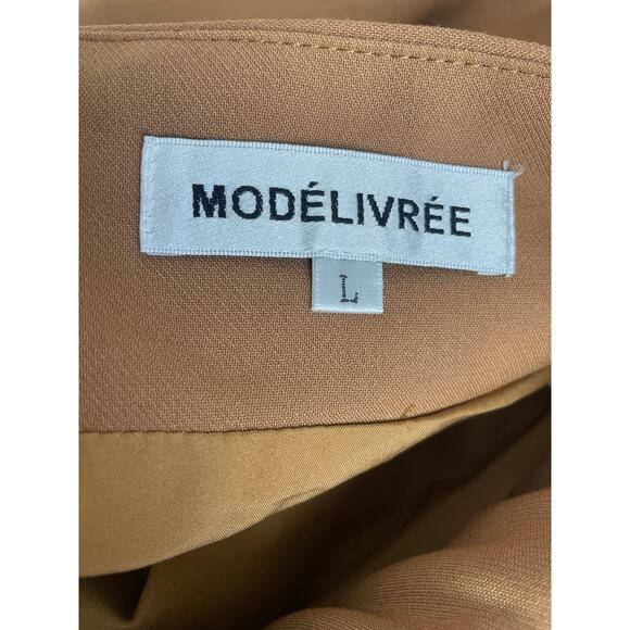 Modelivree Faux Wrap Midi Skirt Caramel Brown Size Large - Picture 4 of 8